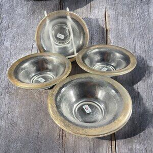 Cive Glass Deep Dish Bowl Crackle Silver Edge Made Italy Glass Clear Bowl Set 4